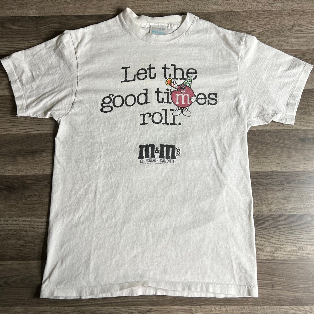 VTG M&M Candy T Shirt Mens Small‎ Good Times Roll Klondike Graphic On Back CYRK